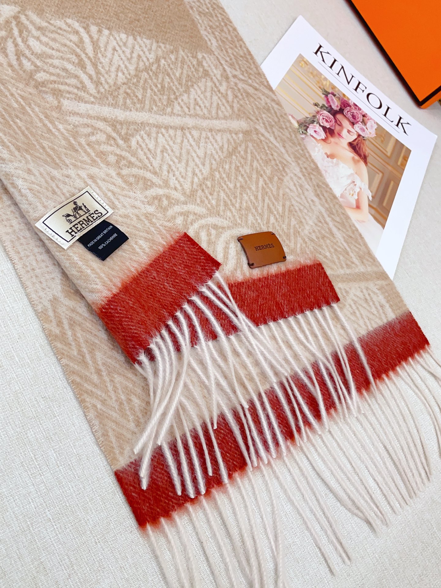 ✨✨【全羊绒款】H家新款【真皮LOGO】羊绒长巾‼️美翻了[流泪]御用殿堂级极品‼️男女同款 进口纯羊绒