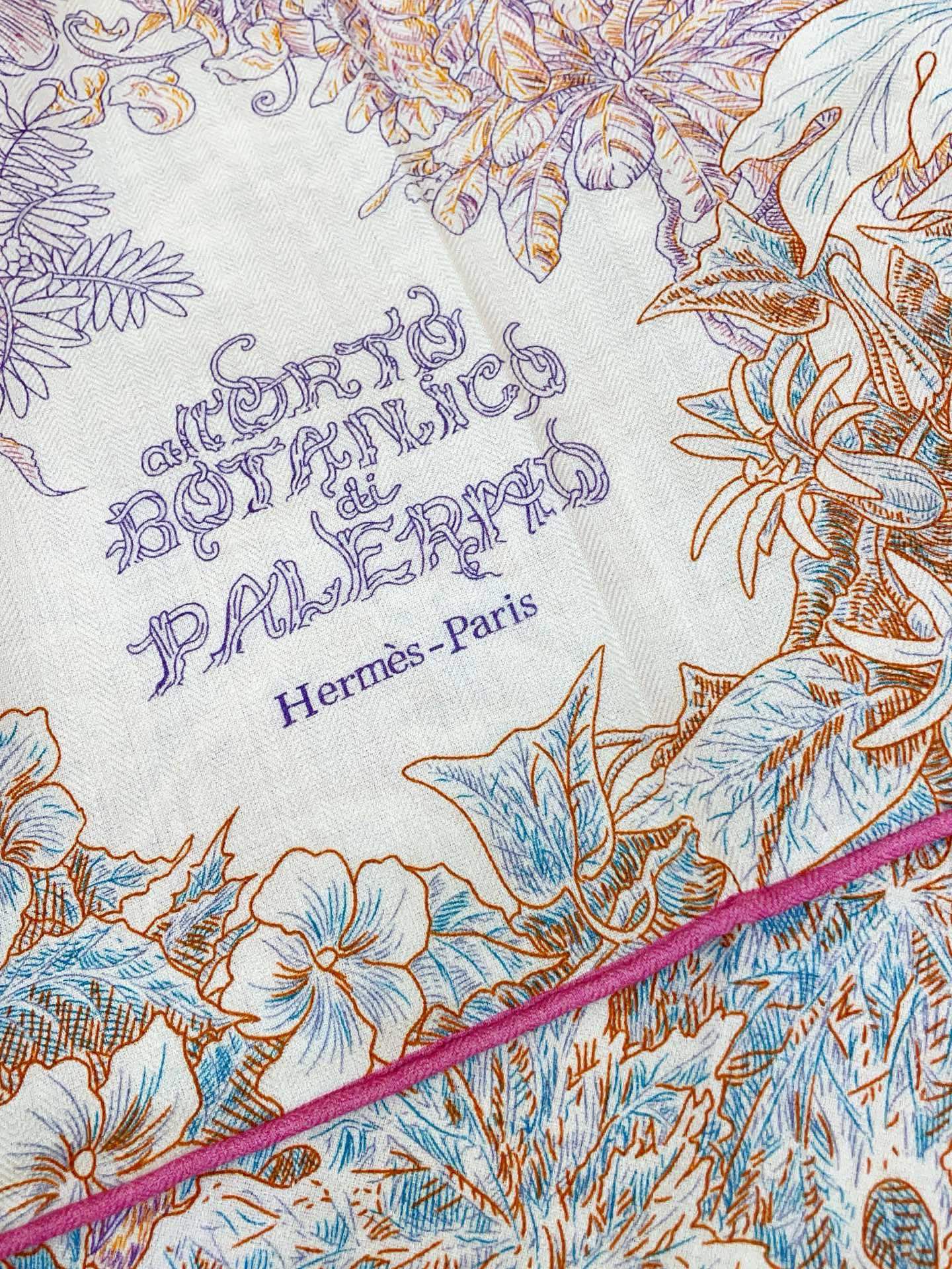 ✨✨【双面同色 丝毛款】H家羊绒新款 买了都说好看‼️推荐💕【巴勒莫植物园 140】羊绒方巾‼️H家ZG