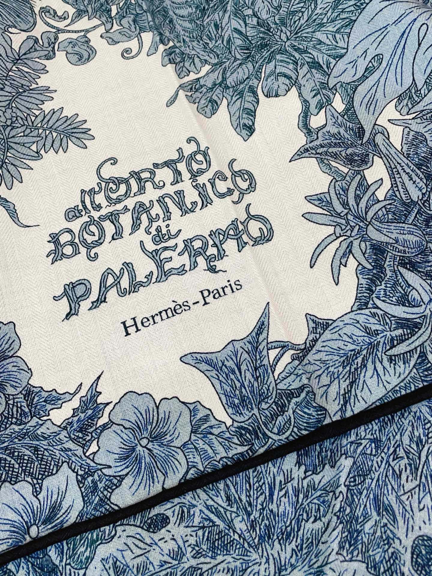 ✨✨【双面同色 丝毛款】H家羊绒新款 买了都说好看‼️推荐💕【巴勒莫植物园 140】羊绒方巾‼️H家ZG