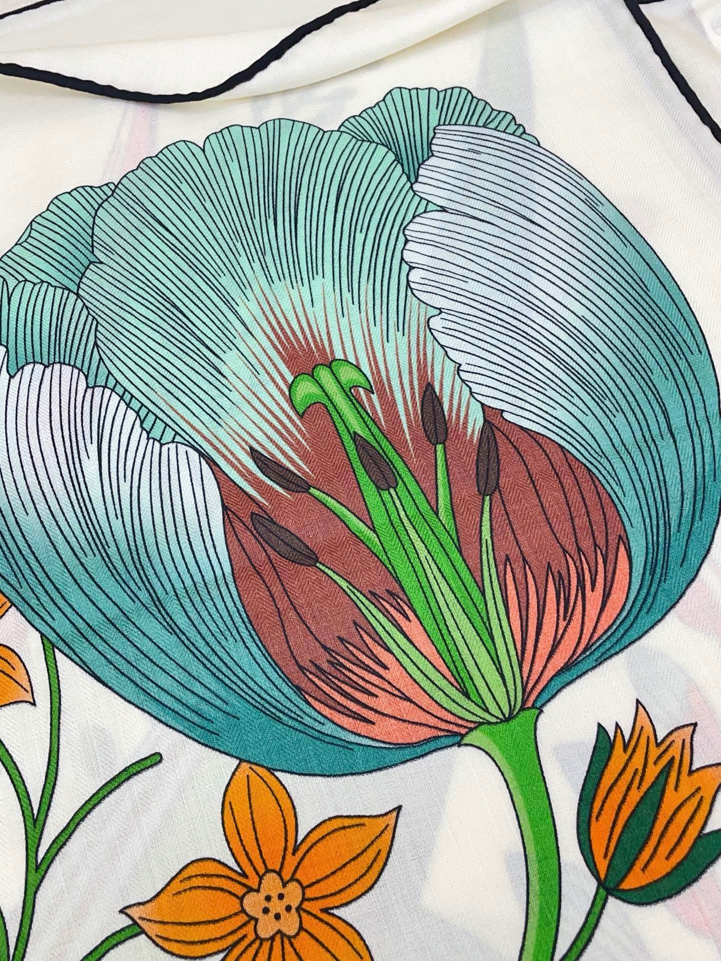 ✨✨【双面同色 丝毛款】H家羊绒新款 买了都说好看‼️推荐💕【永生花束 140】羊绒方巾‼️H家ZG爆款