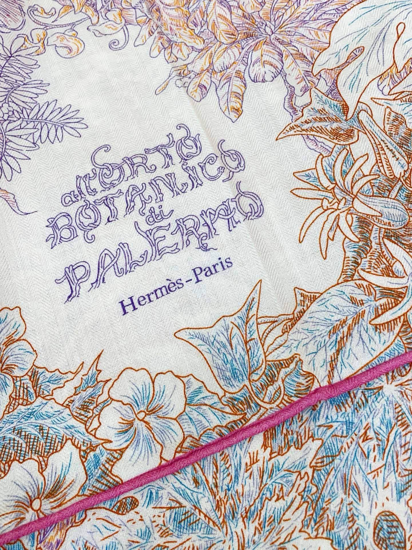 ✨✨【双面同色 丝毛款】H家羊绒新款 买了都说好看‼️推荐💕【巴勒莫植物园 140】羊绒方巾‼️H家ZG