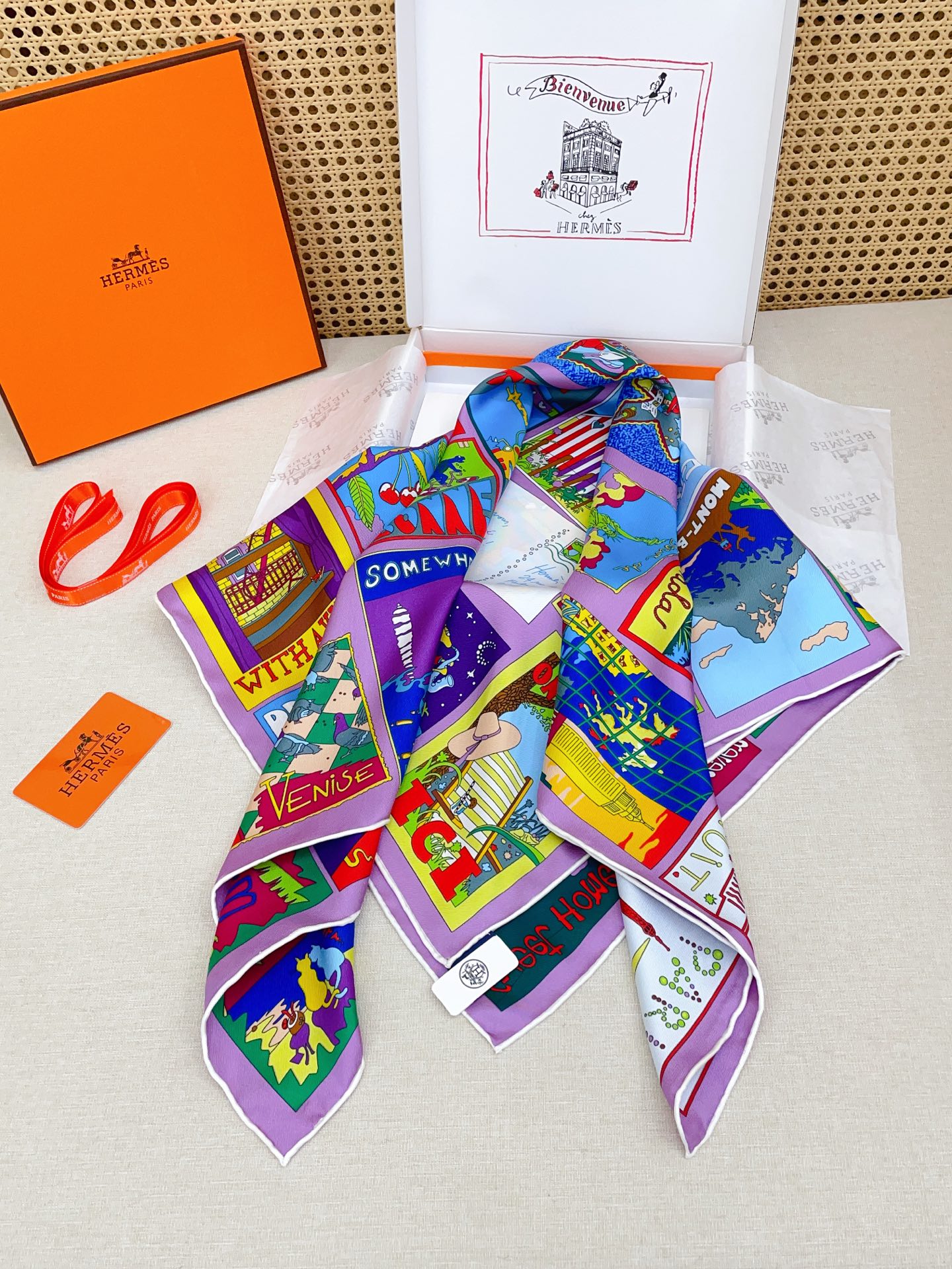 ✨✨【18姆米 双面同色】H**S真丝新款🆕👏👏买了都说好看‼️推荐💕【乐享天地 90】真丝方巾，顶级工