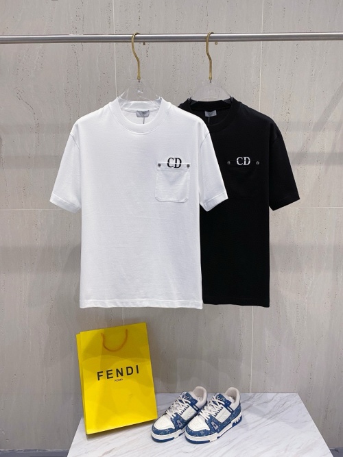 Dior Men's Short Sleeve T-Shirt with CD Logo Pocket - Premium Cotton 1 Dior Men's Short Sleeve T-Shirt with CD Logo Pocket - Premium Cotton