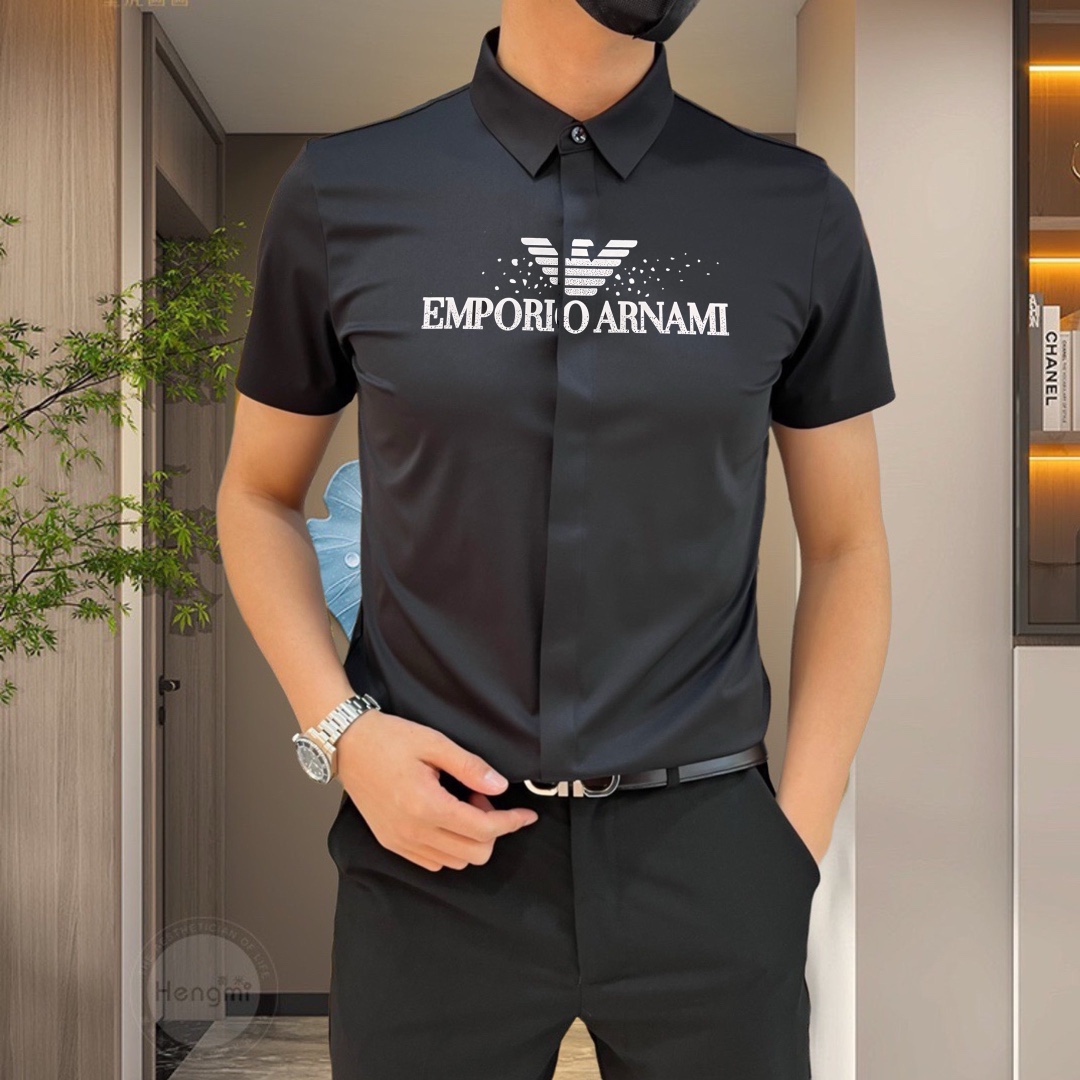 Armani Amani Spring/Summer 2025 Short-Sleeve Shirt: High-End Tailoring, Ice-Cracked Silk, Strategic Design - 图片 3