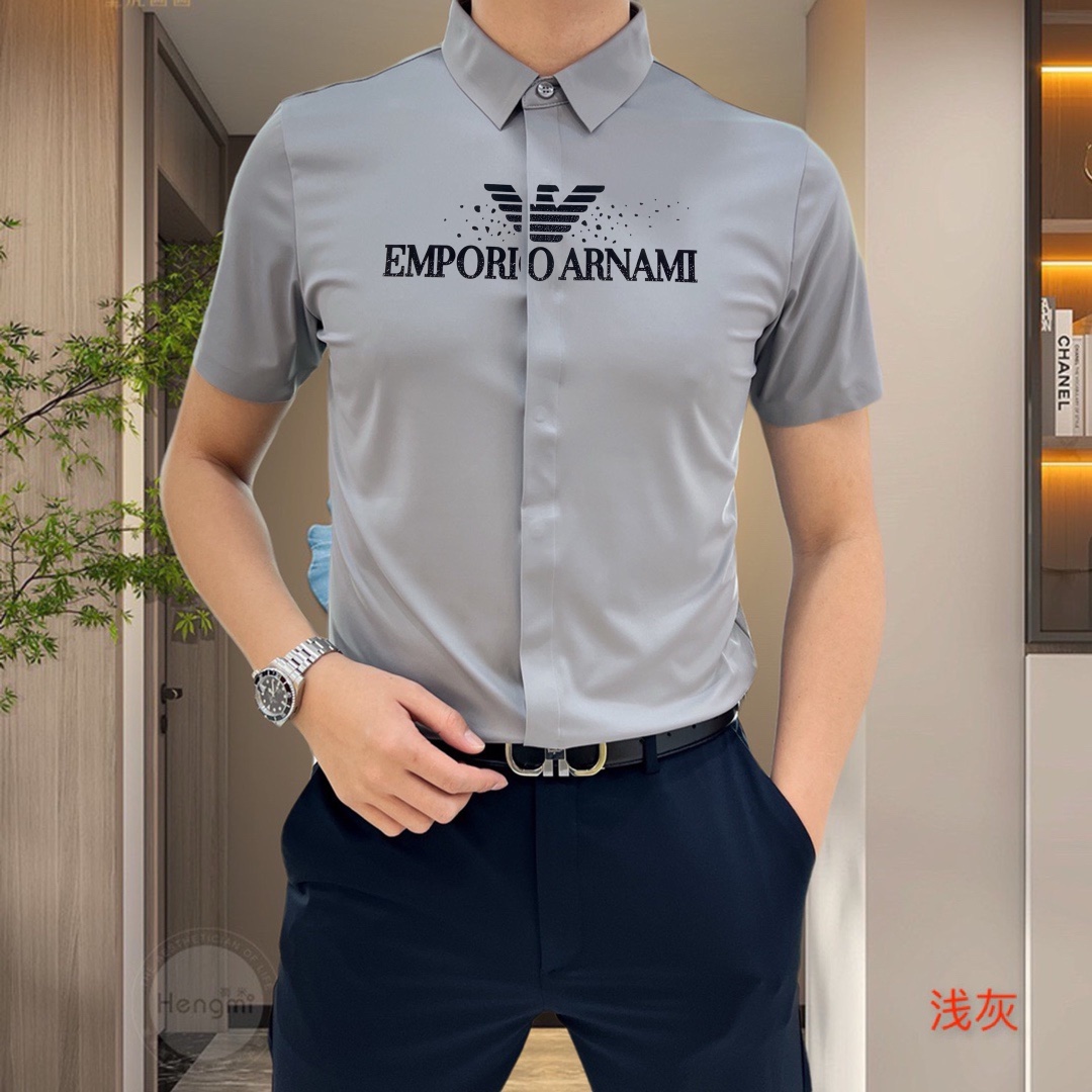 Armani Amani Spring/Summer 2025 Short-Sleeve Shirt: High-End Tailoring, Ice-Cracked Silk, Strategic Design - 图片 7
