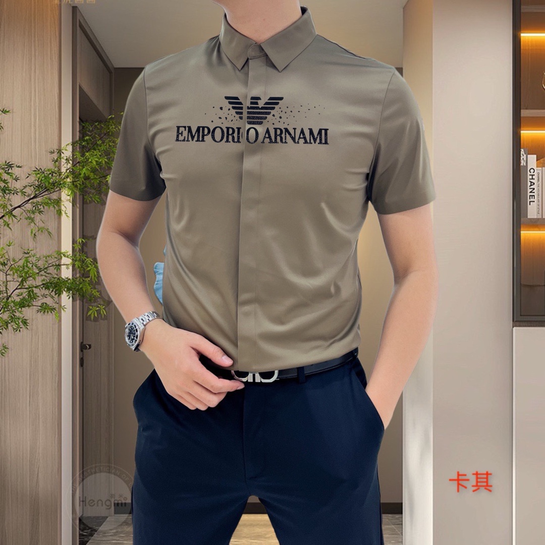 Armani Amani Spring/Summer 2025 Short-Sleeve Shirt: High-End Tailoring, Ice-Cracked Silk, Strategic Design - 图片 4