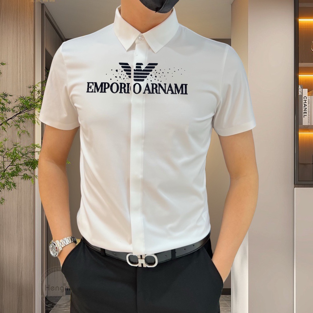Armani Amani Spring/Summer 2025 Short-Sleeve Shirt: High-End Tailoring, Ice-Cracked Silk, Strategic Design - 图片 2
