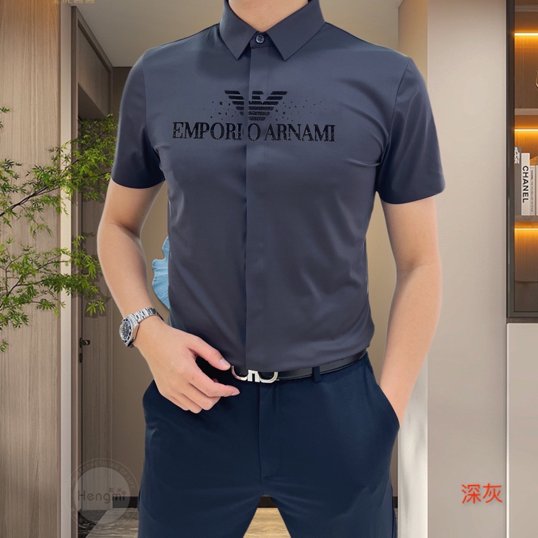 Armani Amani Spring/Summer 2025 Short-Sleeve Shirt: High-End Tailoring, Ice-Cracked Silk, Strategic Design - 图片 5