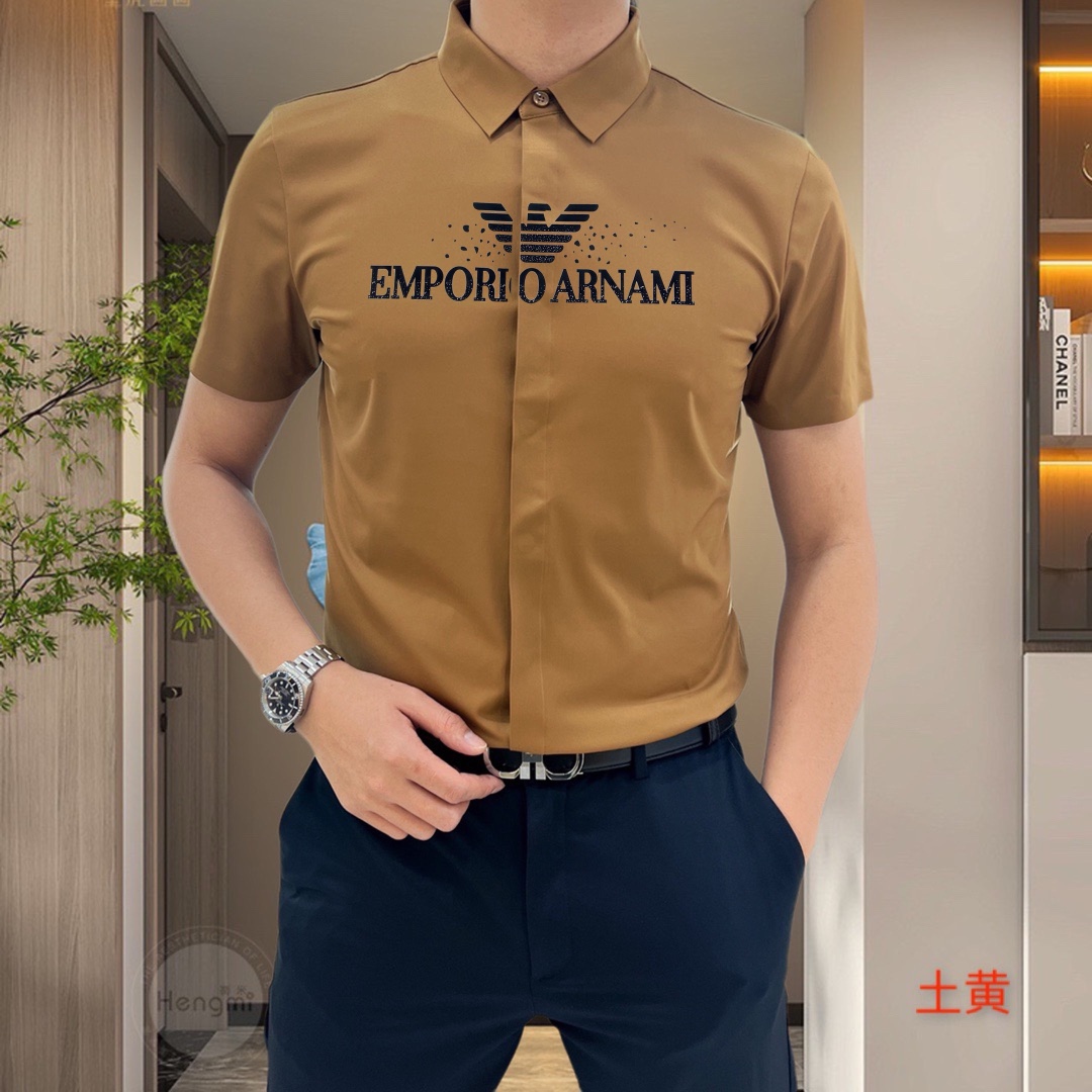 Armani Amani Spring/Summer 2025 Short-Sleeve Shirt: High-End Tailoring, Ice-Cracked Silk, Strategic Design - 图片 1