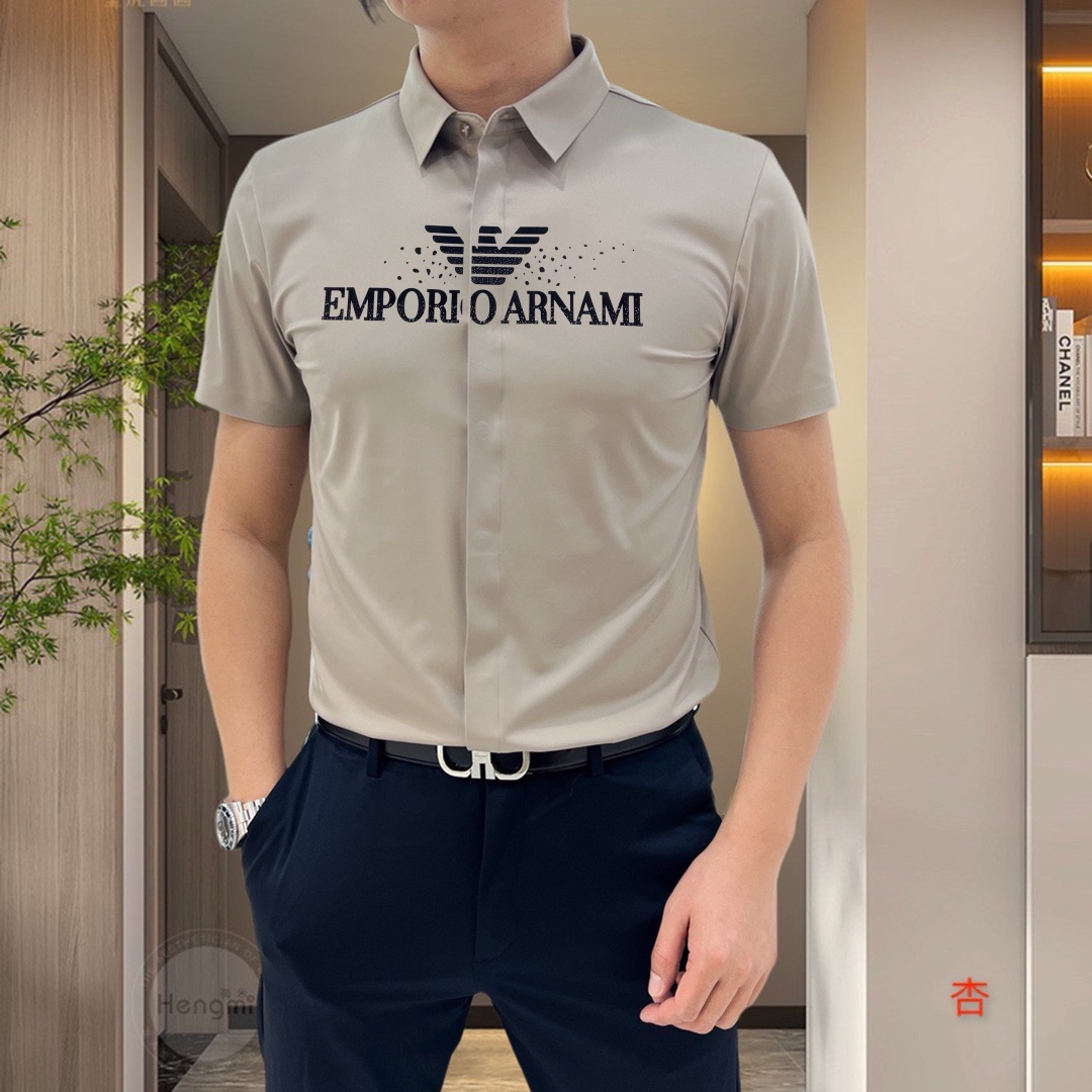 Armani Amani Spring/Summer 2025 Short-Sleeve Shirt: High-End Tailoring, Ice-Cracked Silk, Strategic Design - 图片 8