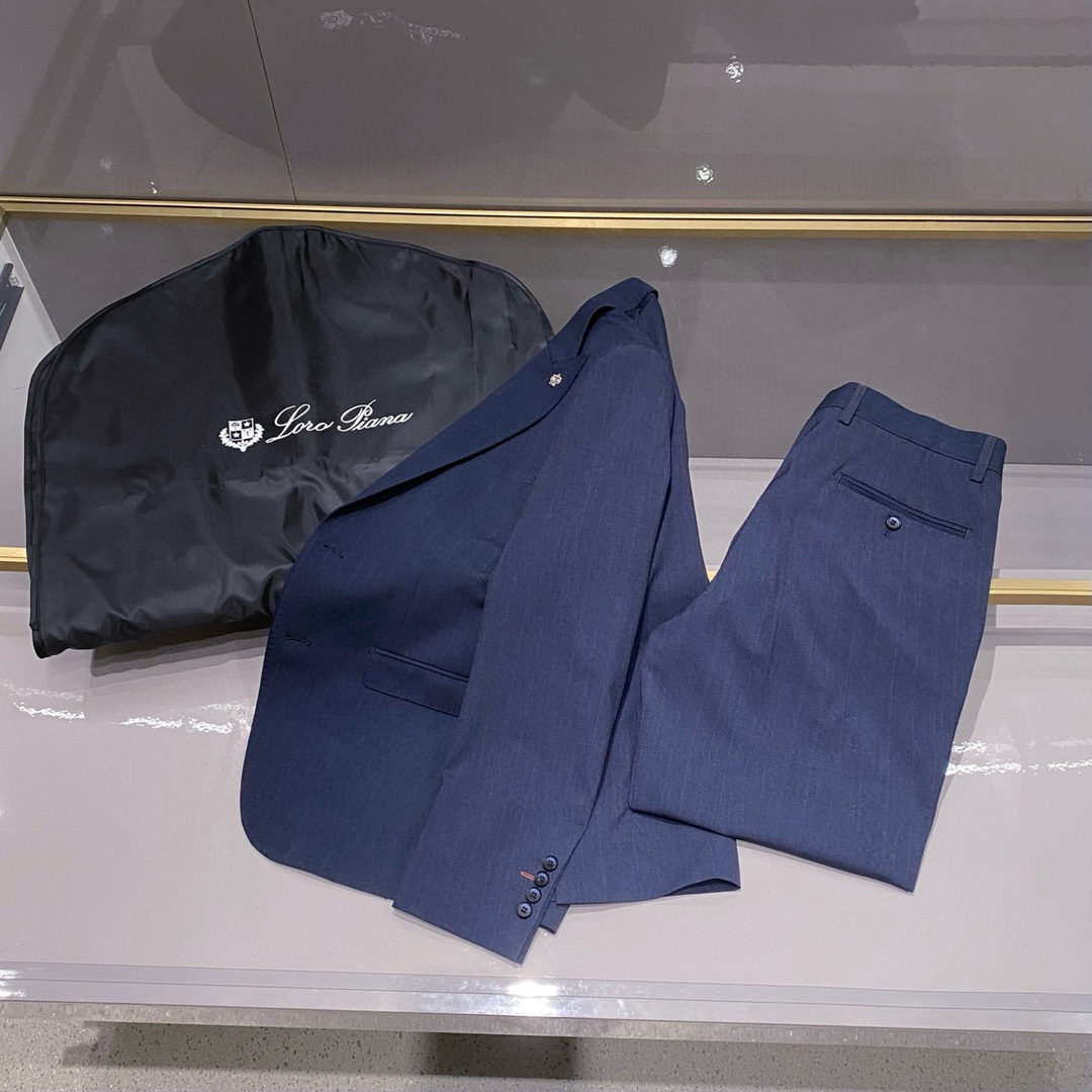lP🆕诺悠翩雅 蓝色条纹套西 25Fw秋冬季新款条纹套装西服西装套装 -Loro Pian*a男士套西潮