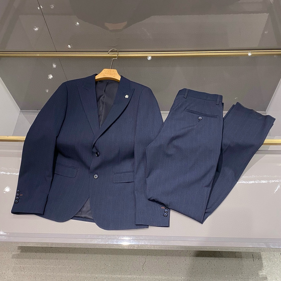 lP🆕诺悠翩雅 蓝色条纹套西 25Fw秋冬季新款条纹套装西服西装套装 -Loro Pian*a男士套西潮