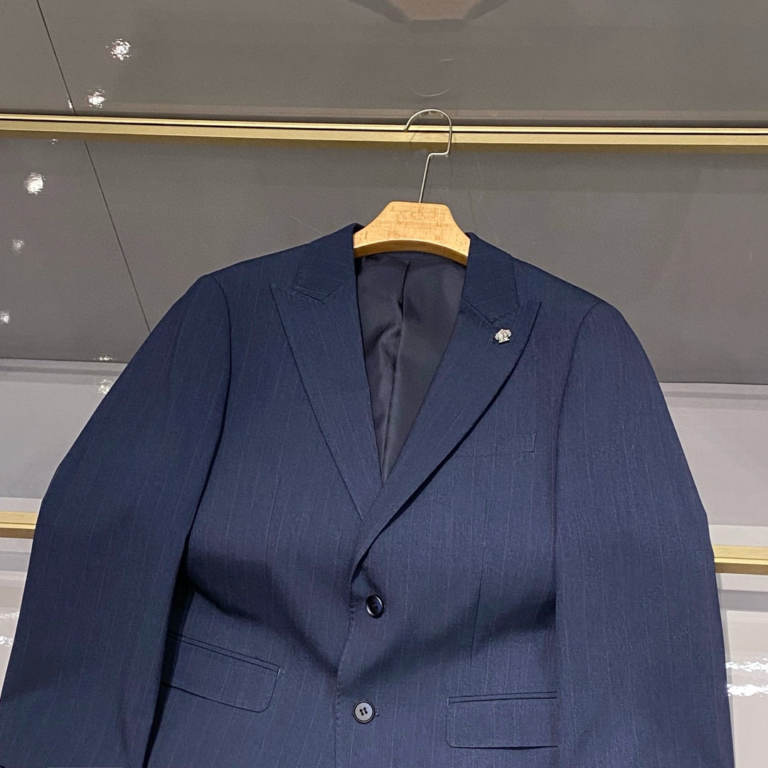 lP🆕诺悠翩雅 蓝色条纹套西 25Fw秋冬季新款条纹套装西服西装套装 -Loro Pian*a男士套西潮