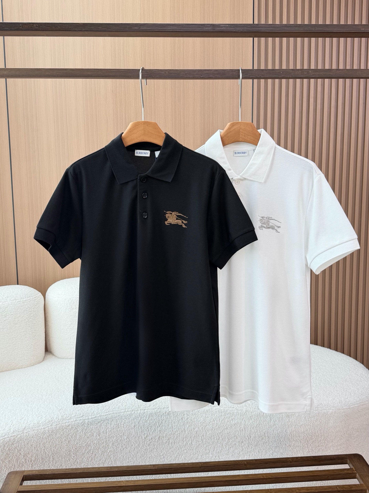Burberry/巴宝莉 26新品男装专属🐎标识珠地网眼布Polo衫 2色可选：白色 黑色男士精品 网眼