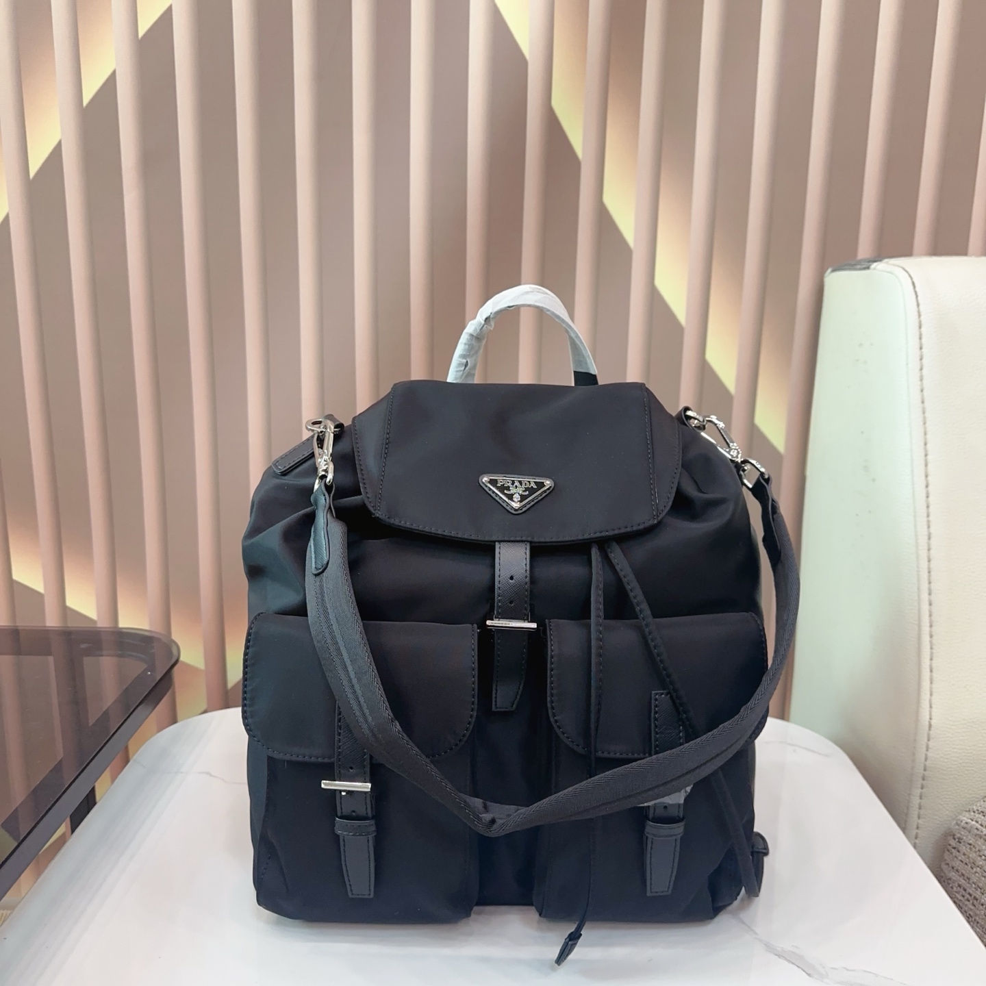 P225 Comes With A Box | Comes With A Single Shoulder Strap | Prada Backpack | The Material Is Durable And Wear-resistant | The Design Is Simple And The Bag Is Lightweight | An Evergreen Style That You Can Wear Every Day Without Worrying About It | Cool Upper Body Fashionable | Size 29 30 Xxy