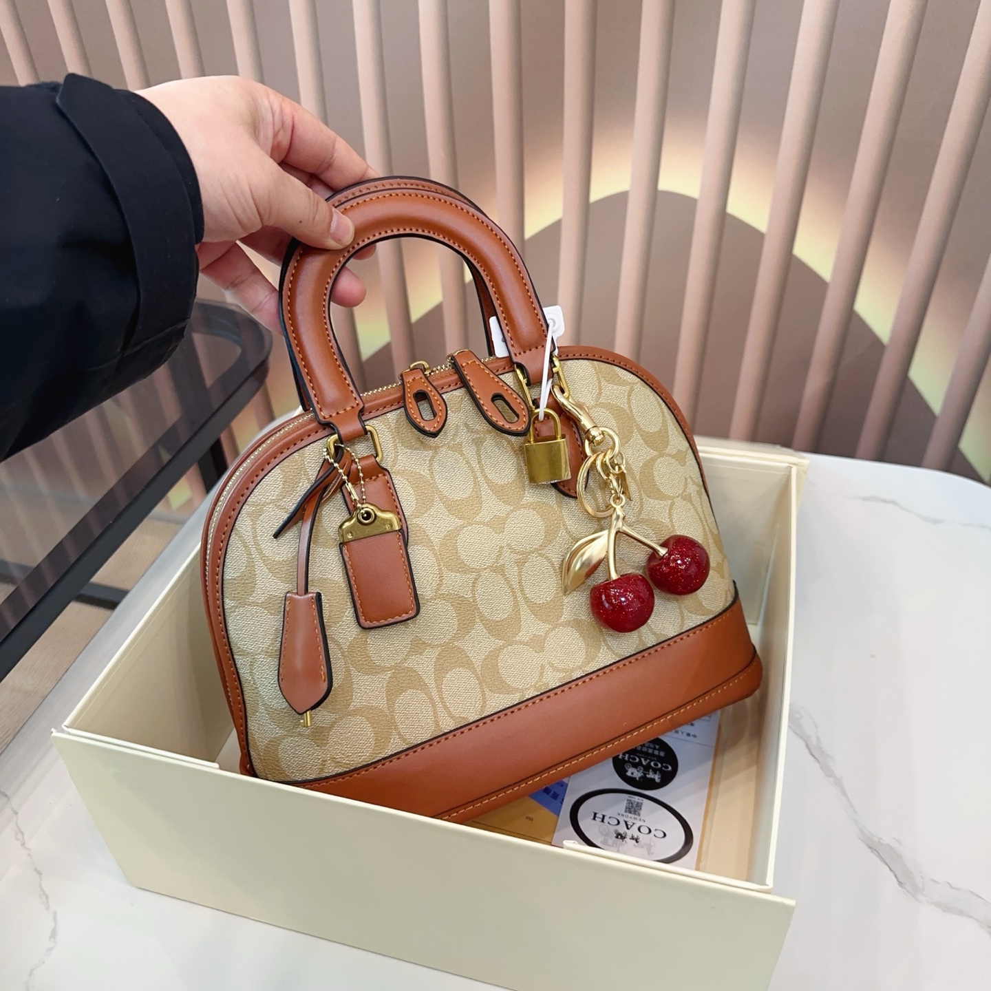 P248 Comes With A Pendant Gift Box | Coach's New Classic Retro Shell Bag | Unique Retro Suitcase Qing-style Handle Has A Great Touch | Every Detail Is Full And It Is Very Elegant When Carried By Hand. There Are Four Colors | You Can Choose The Color And The Space Capacity Is Also Ok | Size 27.21 Xx