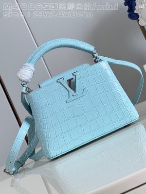 Found Replica Louis Vuitton LV Capucines Bags Handbags Blue Light Crocodile Leather Goat Skin Sheepskin Mini M48865