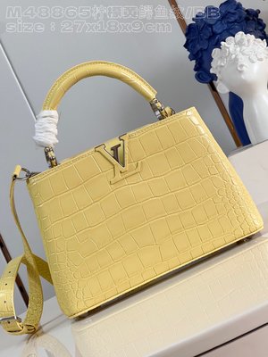 Louis Vuitton LV Capucines Bags Handbags Lemon Yellow Crocodile Leather Goat Skin Sheepskin M48865