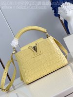 Louis Vuitton LV Capucines Bags Handbags Lemon Yellow Crocodile Leather Goat Skin Sheepskin Mini M48865