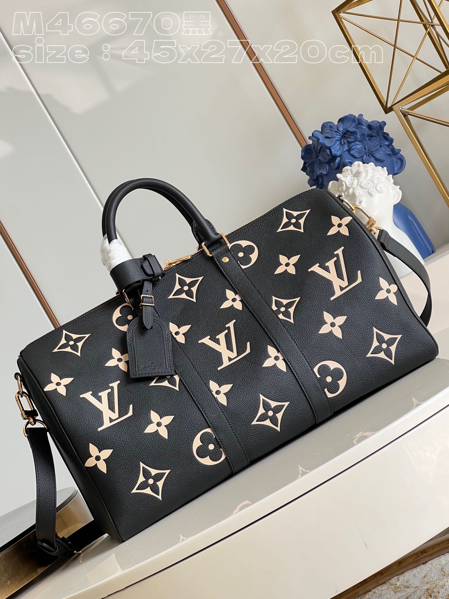 לואי ויטון LV Keepall תיקים תיקי נסיעה שחור Empreinte​ M46670