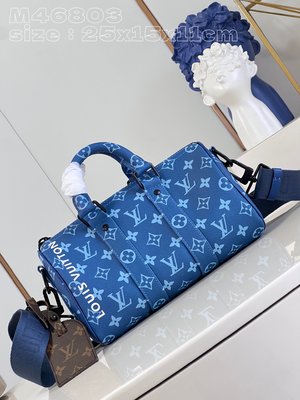 Louis Vuitton LV Keepall Handbags Travel Bags Blue Canvas M46803