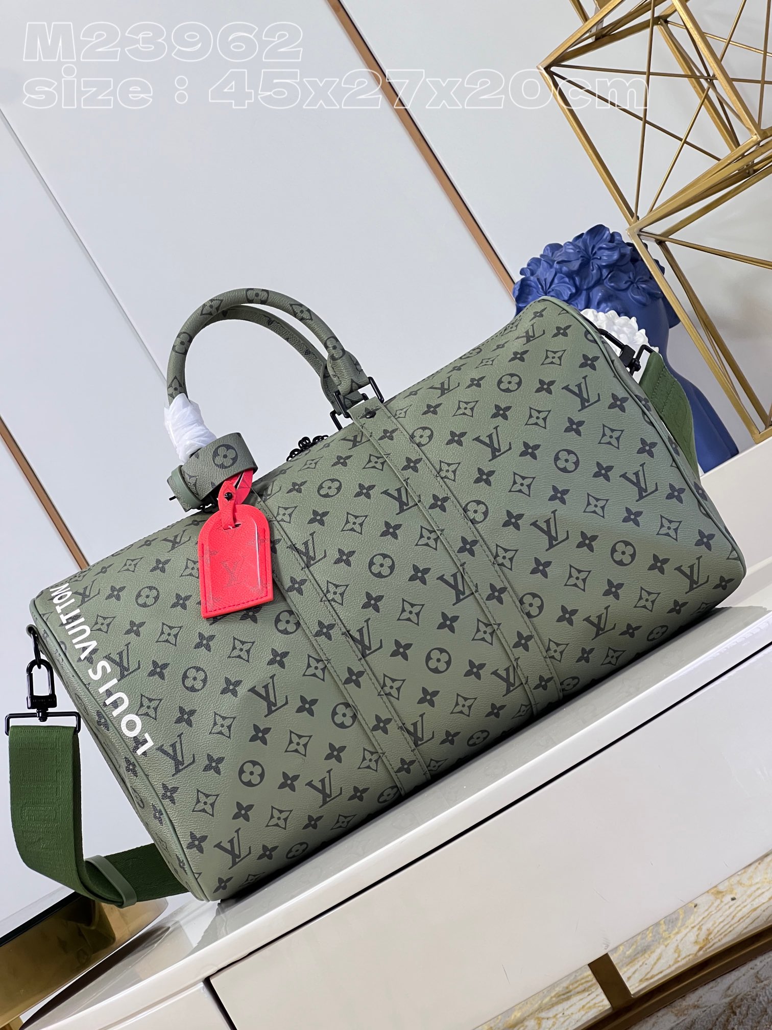 לואי ויטון LV Keepall תיקים תיקי נסיעה ירוק Monogram Canvas קנבס אוסף נפל M23962