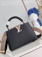 Louis Vuitton LV Capucines Shop
 Bags Handbags Black Elephant Grey Calfskin Cowhide M48865