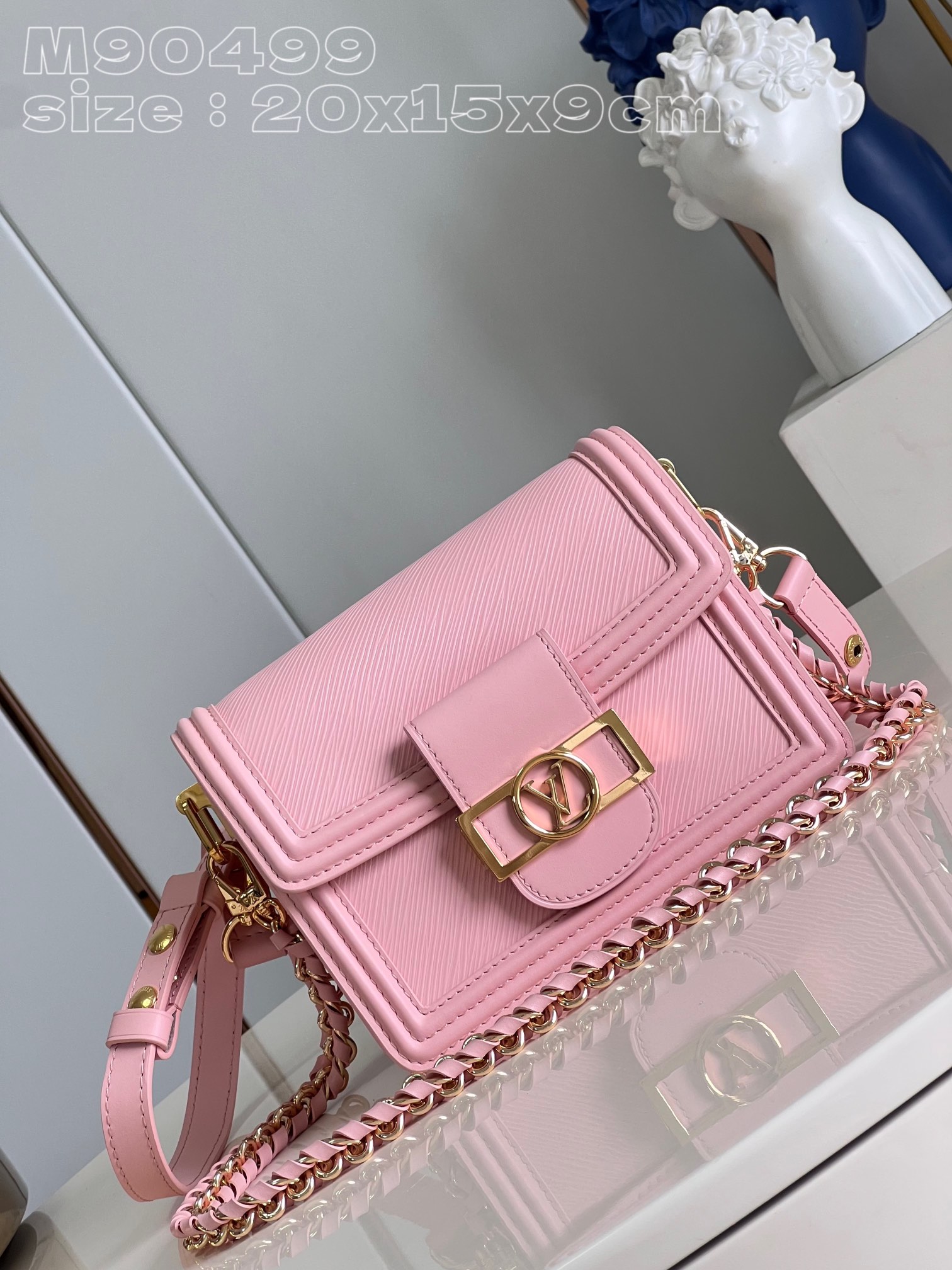 Cheap High Quality Replica
 Louis Vuitton LV Dauphine Bags Handbags Pink Weave Epi Cowhide Circle Chains M90499