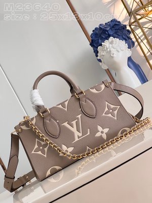 Louis Vuitton LV Onthego AAAAA Bags Handbags AAA+ Replica Grey Weave Empreinte​ T Monogram Chains M23640