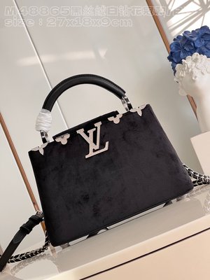 Louis Vuitton LV Capucines Bags Handbags Black White Set With Diamonds Weave Chains M48865