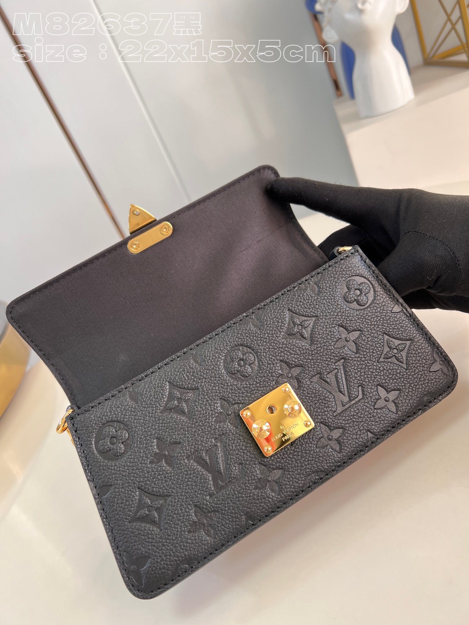 顶级原单M82637黑WalletOnChainMetis手袋取材粒面MonogramEmpreinte