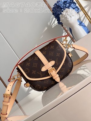 Shop Designer Replica Louis Vuitton LV Saumur Handbags Saddle Bags Monogram Canvas Cowhide Mini M46740