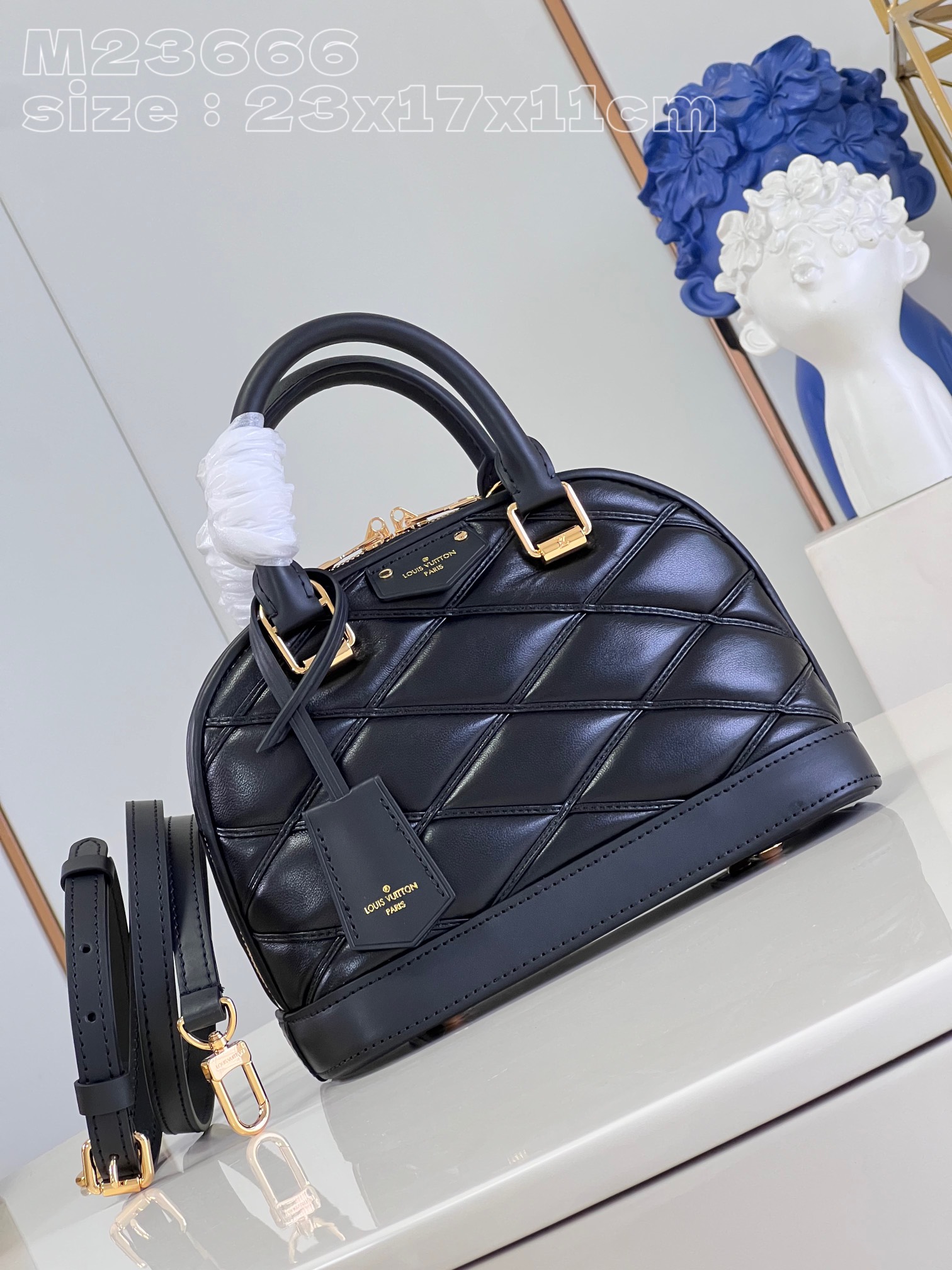 Where should I buy replica Louis Vuitton LV Alma BB Bags Handbags Cheap Replica Black Sheepskin M23666
