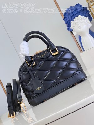 Louis Vuitton LV Alma BB Bags Handbags Black Sheepskin M23666