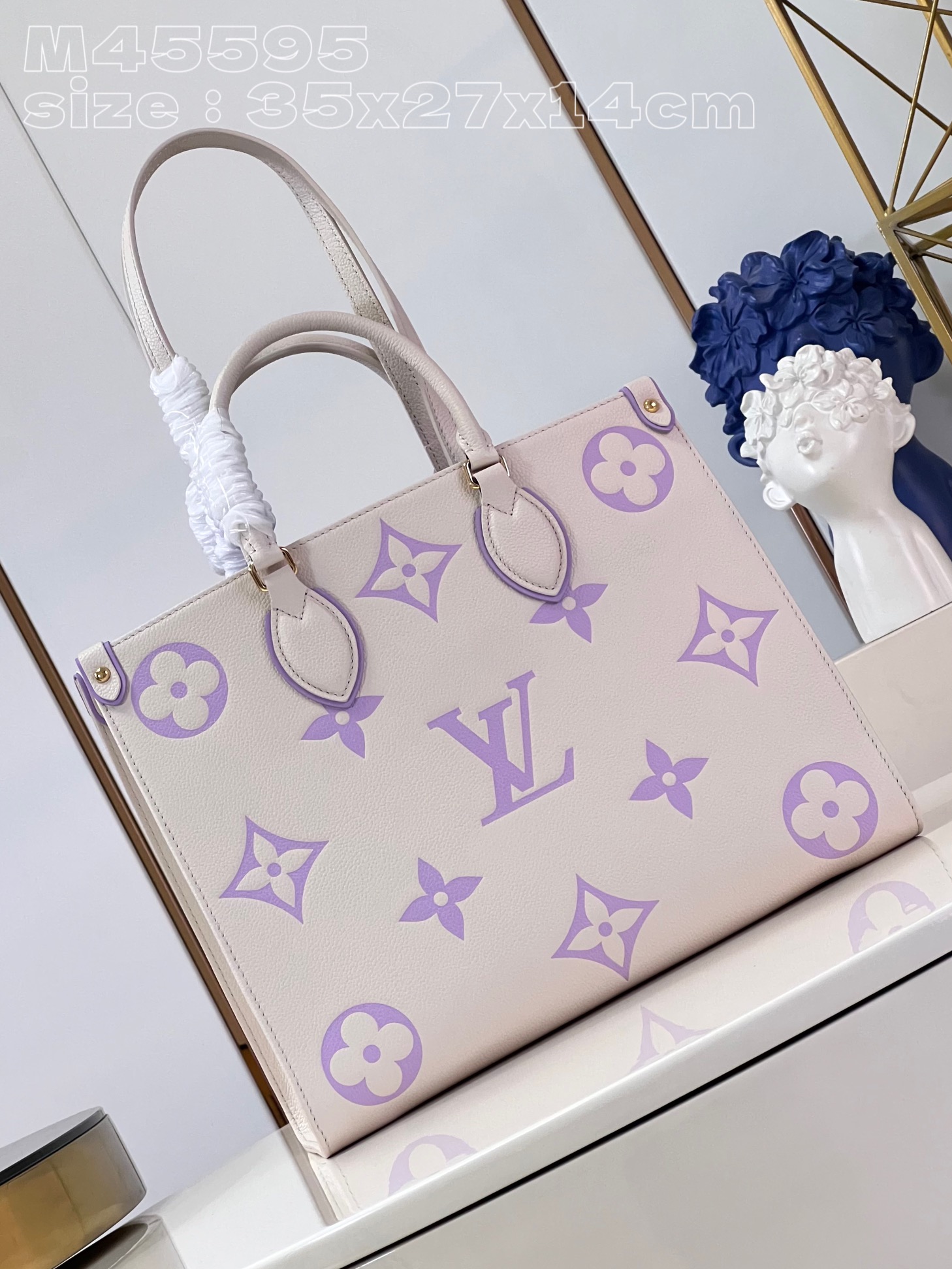 Louis Vuitton LV Onthego Bags Handbags Beige Purple White Printing Empreinte​ M45595