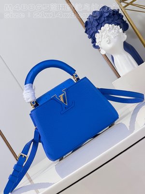 Louis Vuitton LV Capucines Bags Handbags High Quality Customize
 Blue Taurillon Ostrich Leather Mini M48865