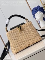 Louis Vuitton LV Capucines Bags Handbags Black Weave Cowhide M48865