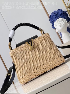 Louis Vuitton LV Capucines Bags Handbags Black Weave Cowhide M48865
