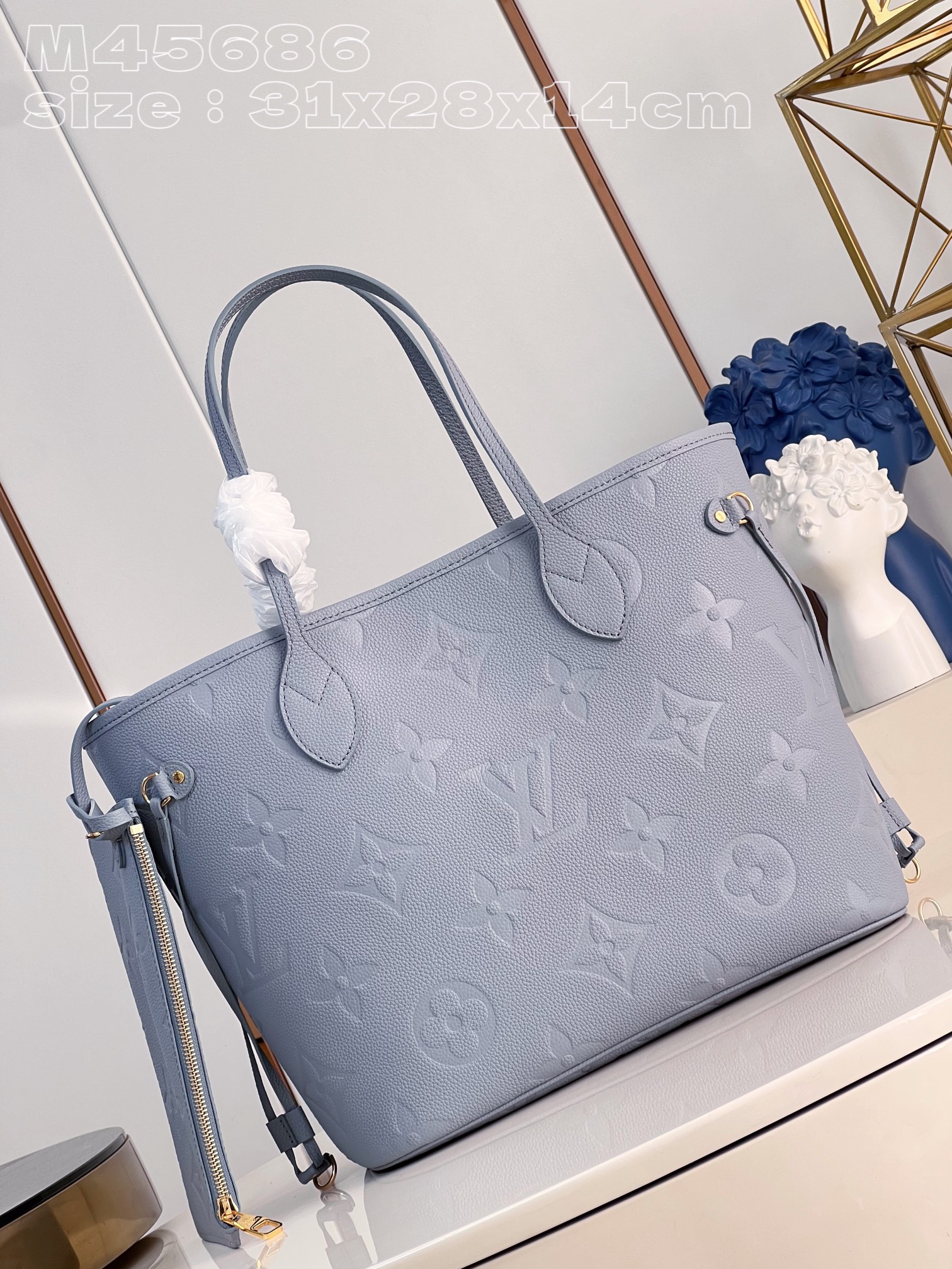 Louis Vuitton LV Neverfull Bags Handbags Blue Empreinte​ M45686