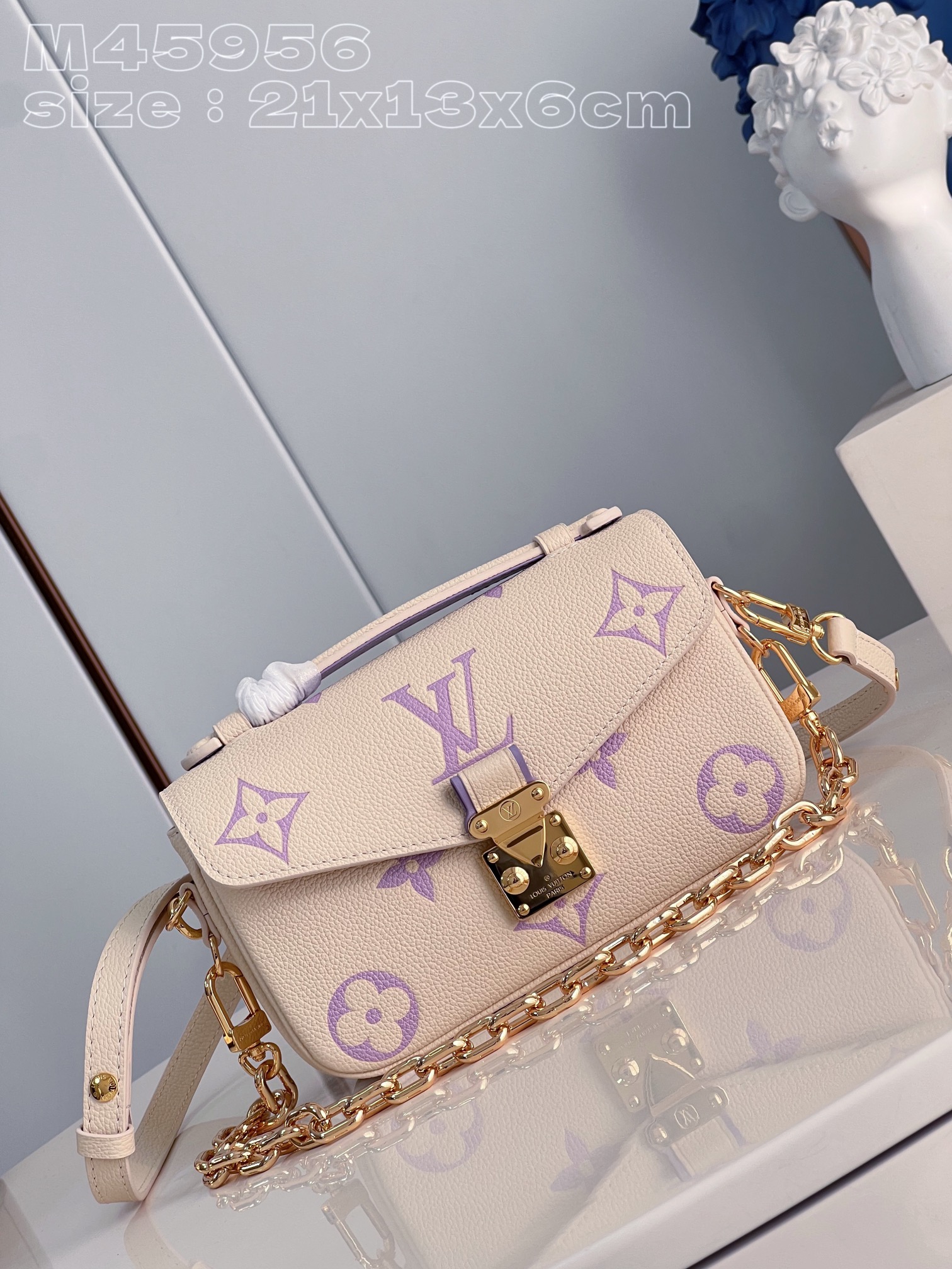 Louis Vuitton LV Pochette MeTis Bags Handbags Beige Purple White Empreinte​ Chains M46596