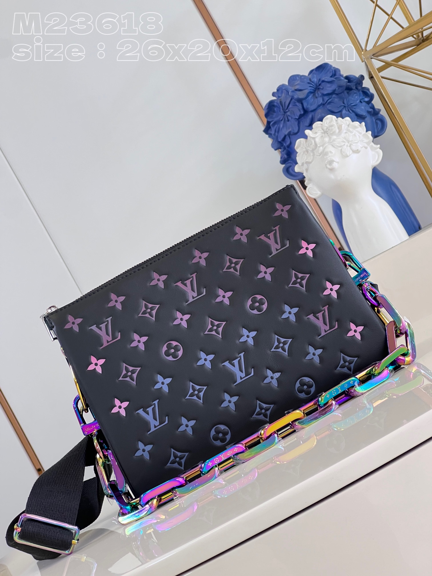 Louis Vuitton LV Coussin Bags Handbags Black Sheepskin Chains M23618