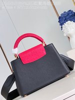 Louis Vuitton LV Capucines Bags Handbags Black Red Taurillon Ostrich Leather M48865