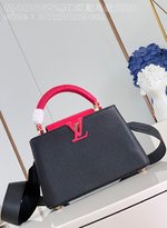 Buy the Best High Quality Replica
 Louis Vuitton LV Capucines Bags Handbags Black Red Taurillon Ostrich Leather M48865