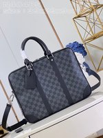 Louis Vuitton Bags Briefcase Black Grid Damier Graphite Canvas Cowhide N40485