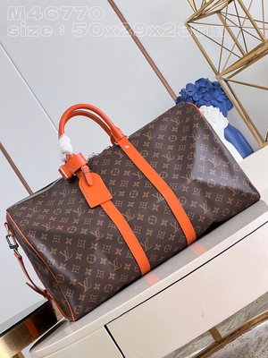 Louis Vuitton LV Keepall AAA Travel Bags Orange Canvas Fabric M46770