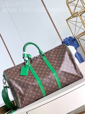 Found Replica Louis Vuitton LV Keepall Travel Bags Green Canvas Fabric M46774
