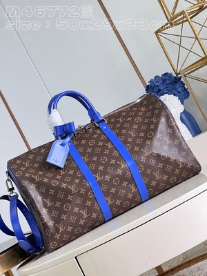 Sell Online Luxury Designer Louis Vuitton LV Keepall Travel Bags Blue Canvas Fabric M46772