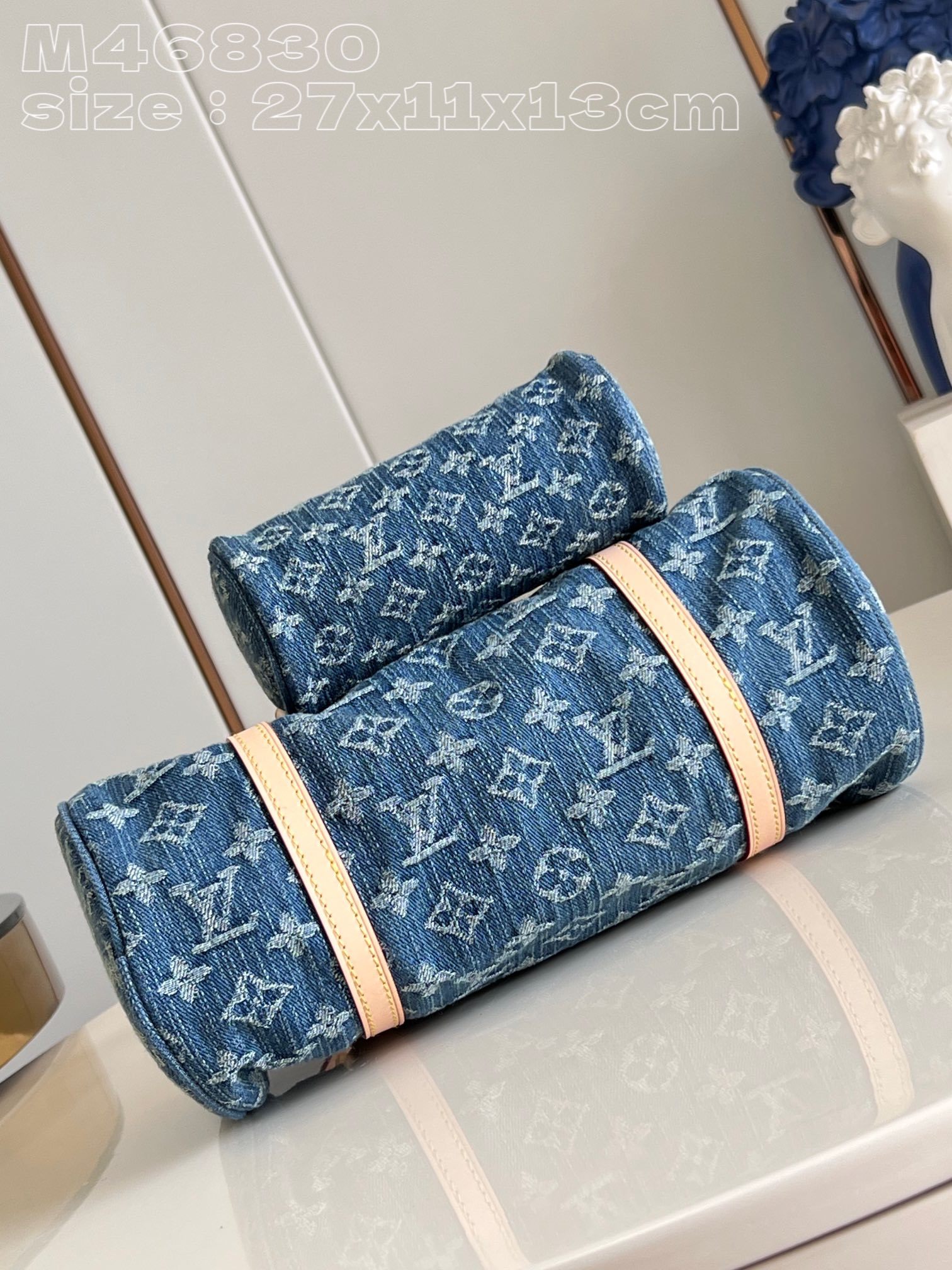 顶级原单M46830本款Papillon手袋取材多重工艺制成的MonogramDenim帆布与同款手袋的