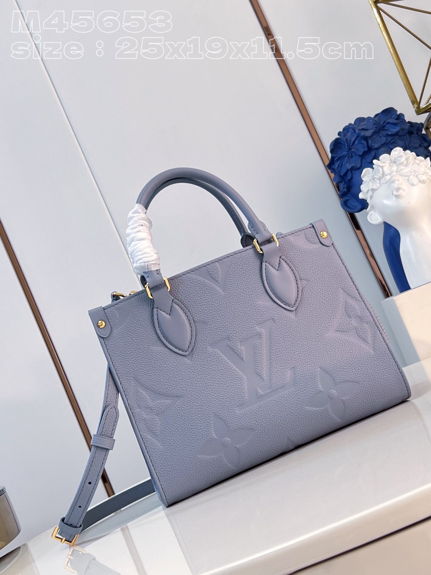 Louis Vuitton LV Onthego Bags Handbags Blue Light Empreinte​ Mini M45653