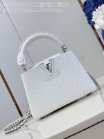 Louis Vuitton LV Capucines Bags Handbags White Taurillon Ostrich Leather Chains M48865